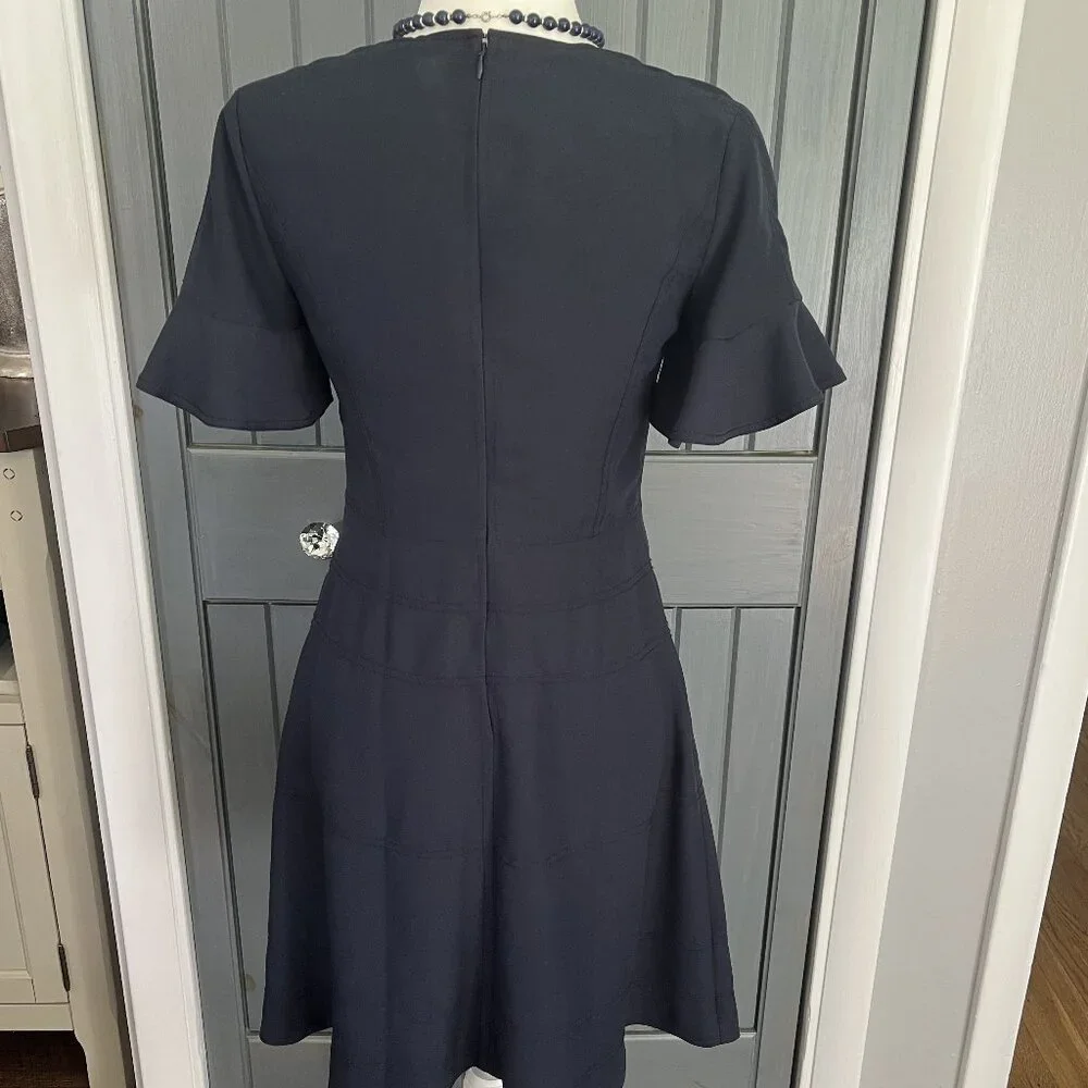 BANANA REPUBLIC Navy Blue Flutter Sleeve Crepe Dress Size 2